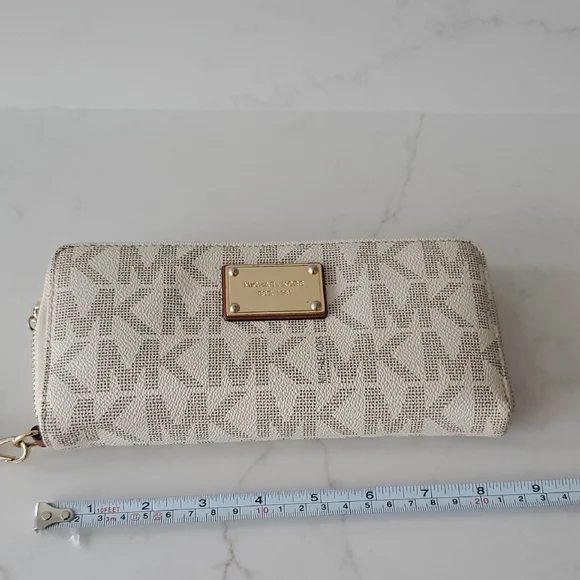Michael Kors Cream and Brown Logo Wristlet - Picture 7 of 11